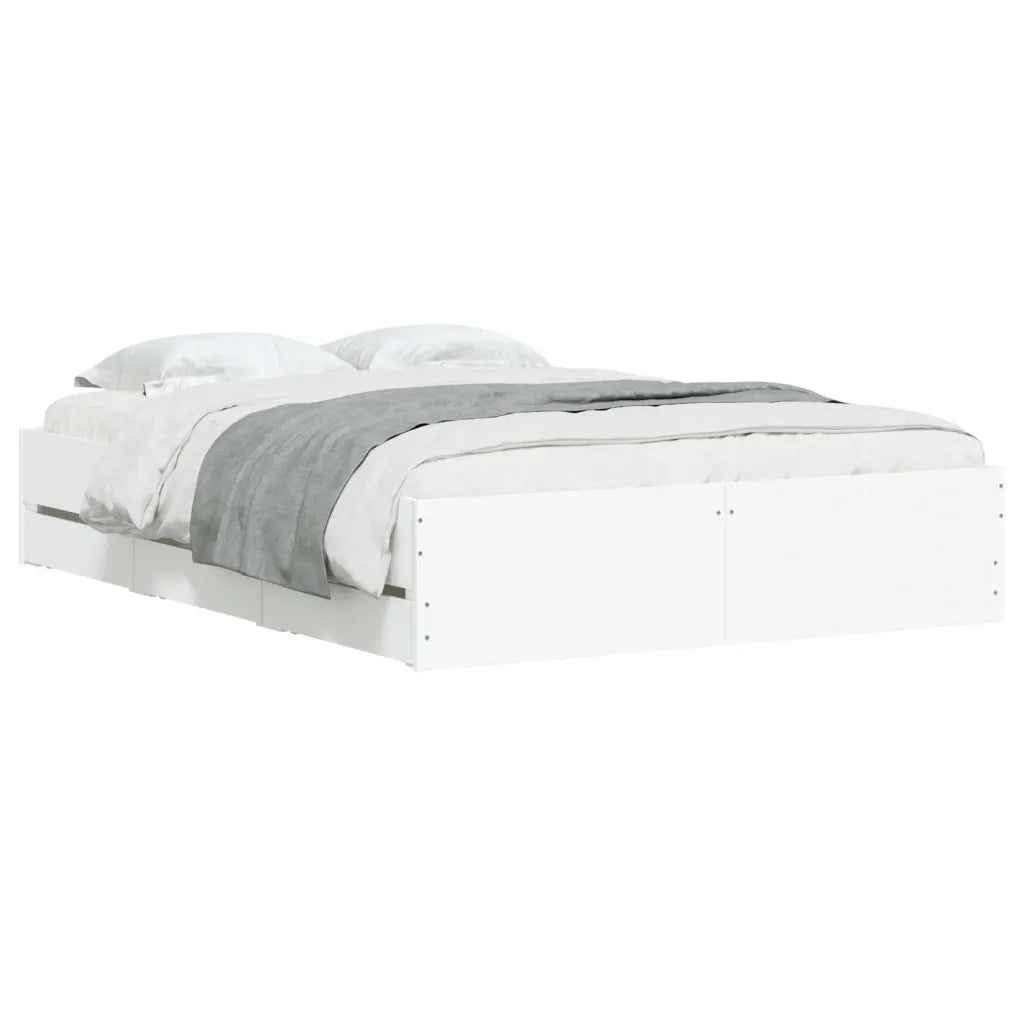 Giroletto con Cassetti Bianco 120x190 cm in Legno Multistrato 3207315