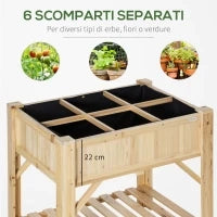 Letto per Orto Rialzato con 6 Scomparti in Legno di Abete, 78.5x58x81cm