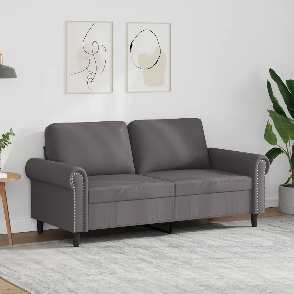 Divano a 2 Posti Grigio 140 cm in Similpelle 359506