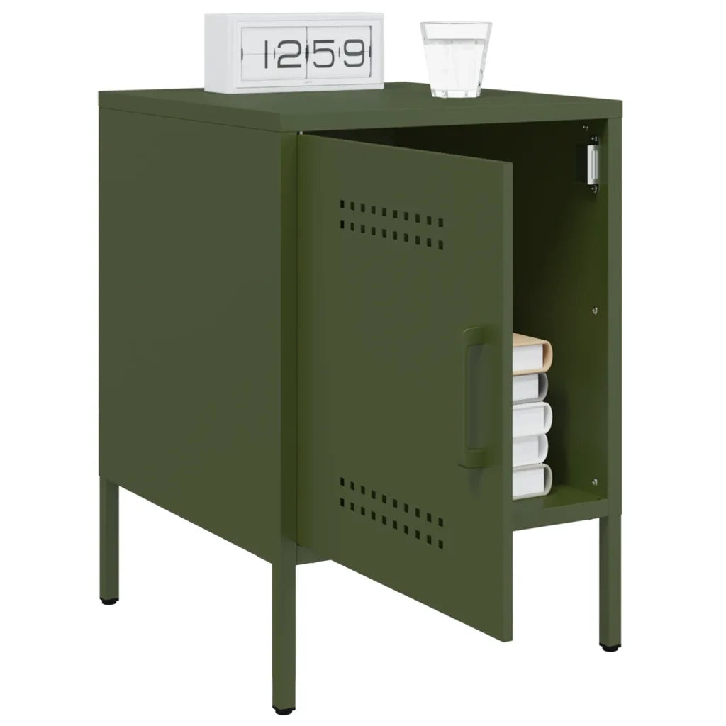 Comodino Verde Oliva 36x39x50,5 cm in Acciaio 842918
