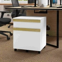 Mobile Caisson da ufficio a rotelle con 2 cassetti scorrevoli organizzatore per documenti 48 x 40 x 59,5 cm bianco