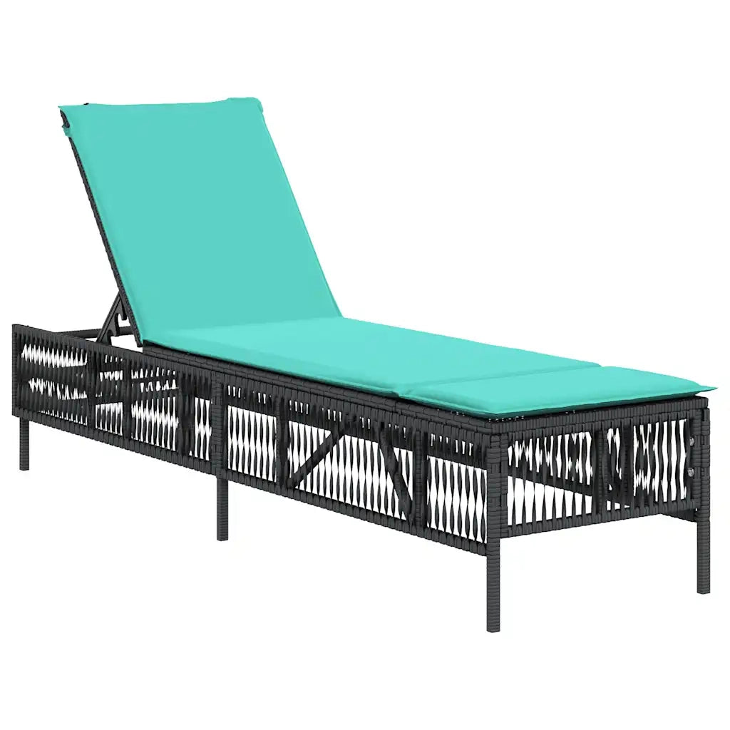 Lettino prendisole con Cuscino in Polyrattan Nero 4002745