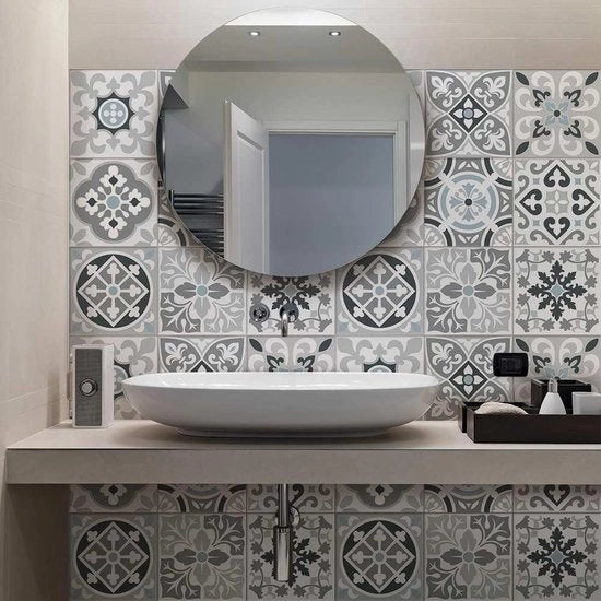 Decori per Pareti in PVC - Acqua Resistenti - 12 Pezzi 15x15cm - Mosaici in Cemento in Stile Azulejos