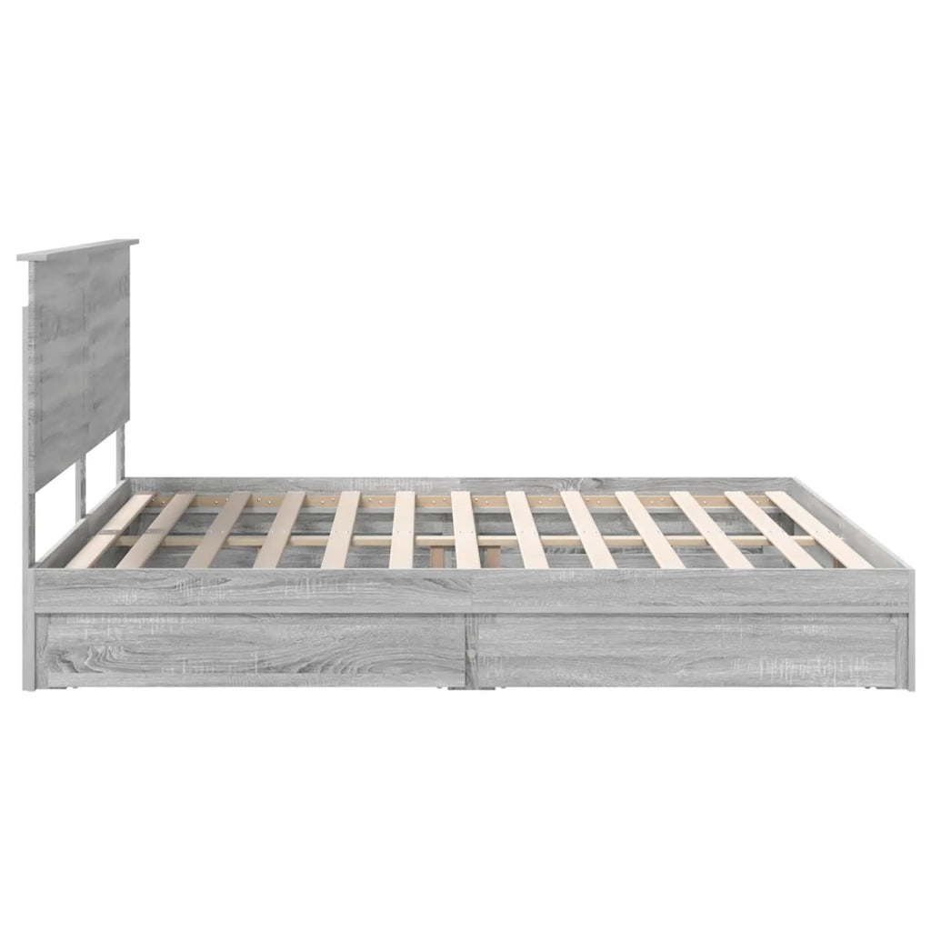 Letto con Contenitore con testiera Grigio Sonoma 200 x 200 cm 3409522
