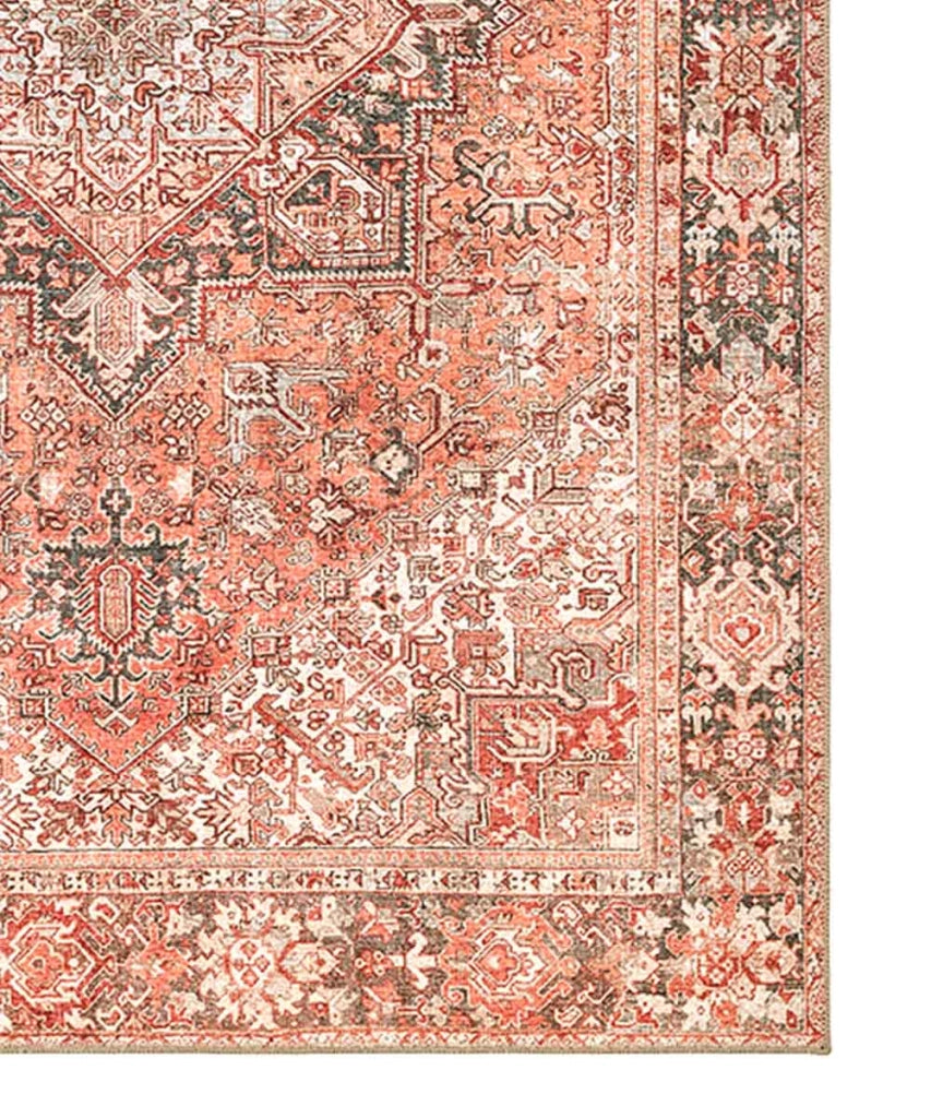 Tappeto arredo casa ORIENTAL SHIRAZ ROSA SALMONE cm.160x230 riproduzione disegno persiano classico in stile vintage. Tappeto lavabile per salotto, soggiorno, camera da letto.
