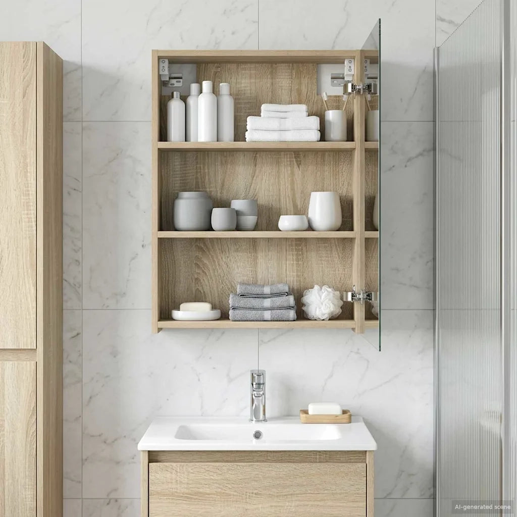 Mobiletto per specchio da bagno Rovere Sonoma 50 x 14,5 x 70 cm