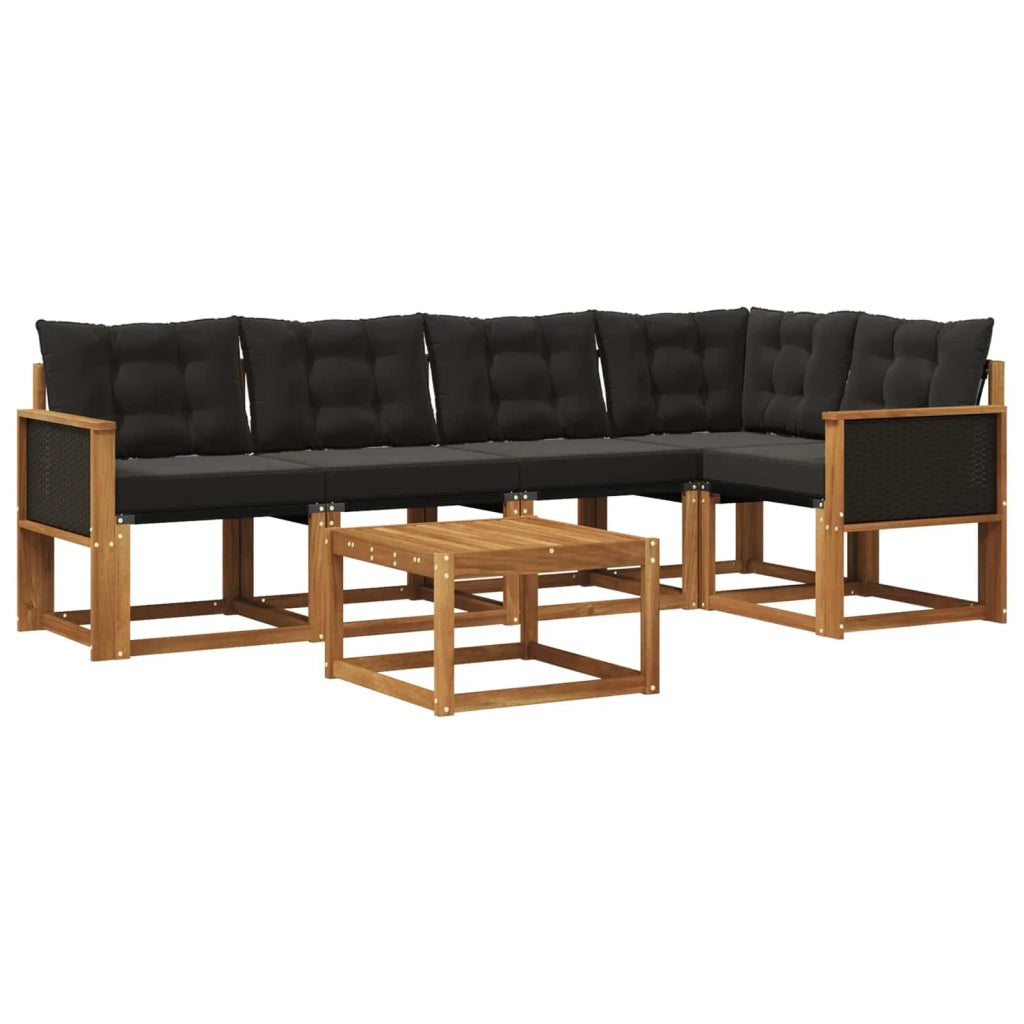 Set di divani da esterno 6 pz Naturale e Nero 3381960