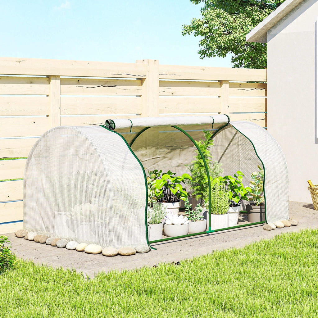Mini serra per giardino ¨C zephmum ¨C 2x1x0.8m bacheca PE acciaio bianco