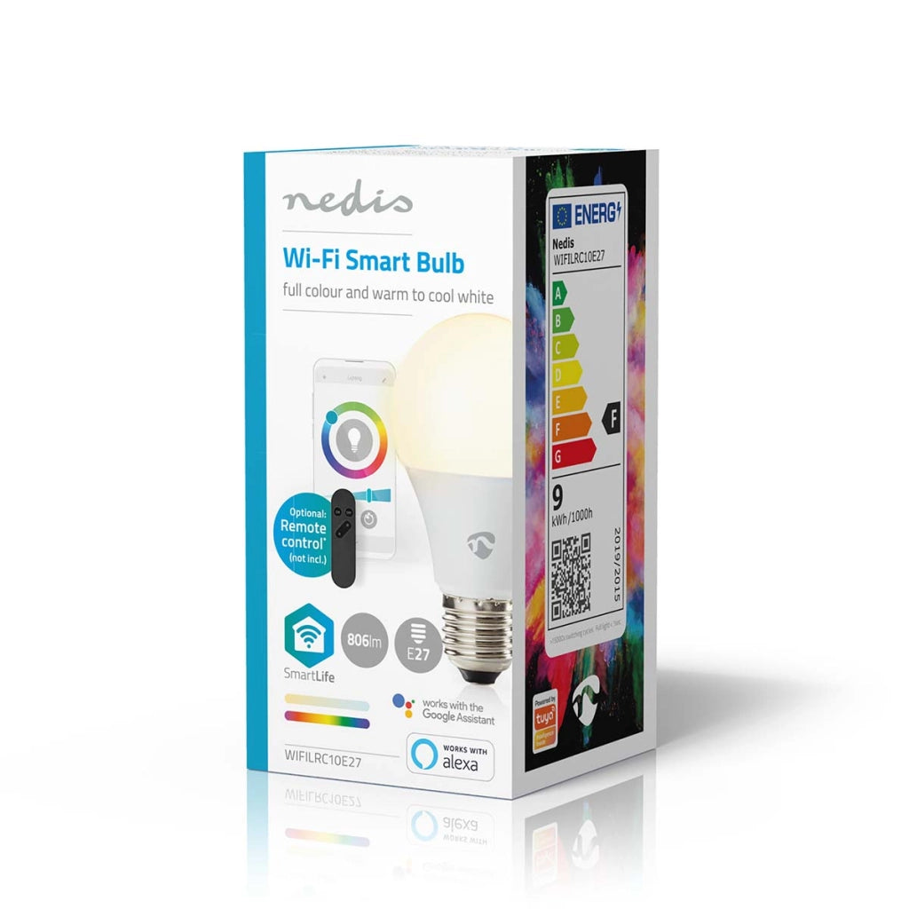 Lampadina connessa Wi-Fi LED RGB 9W 806lm E27 in plastica Bianco Nedis