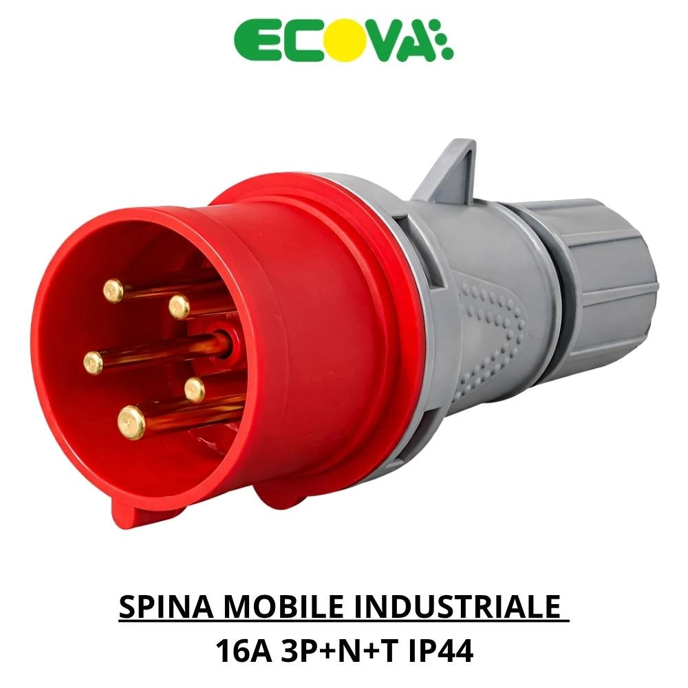 Ecova spina industriale trifase rossa ip44 3pnt per cantiere *** ampere 16 ampere, confezione 1
