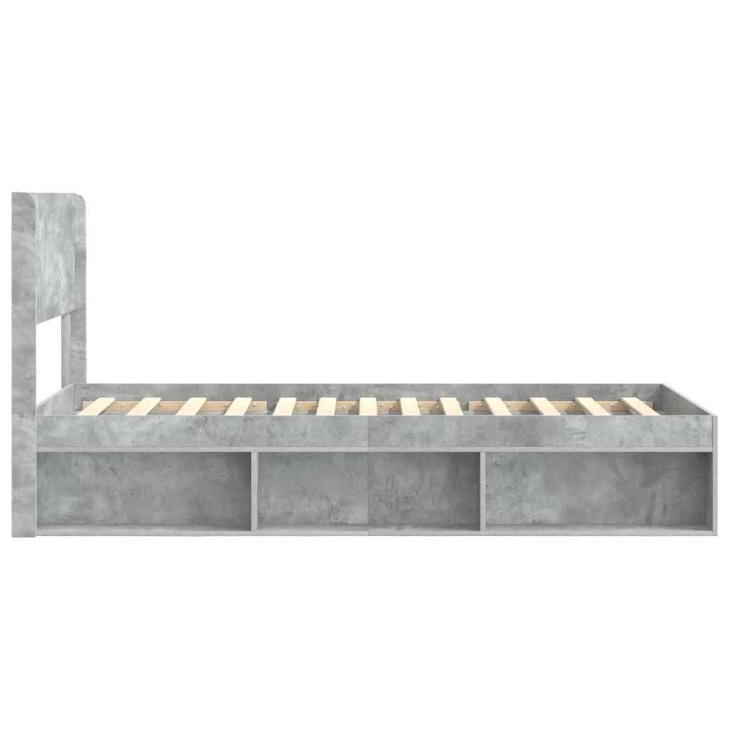 Letto singolo | Letto per adulti | Struttura del letto con stoccaggio e testata Grigio Cemento