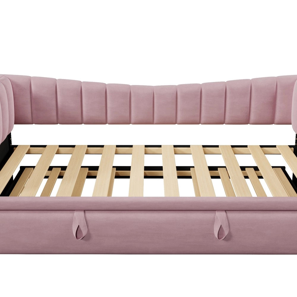 Letto Imbottito con Estraibile 90x200 cm ¨C MINIMAL ¨C Velluto Rosa, Singolo/Matrimoniale