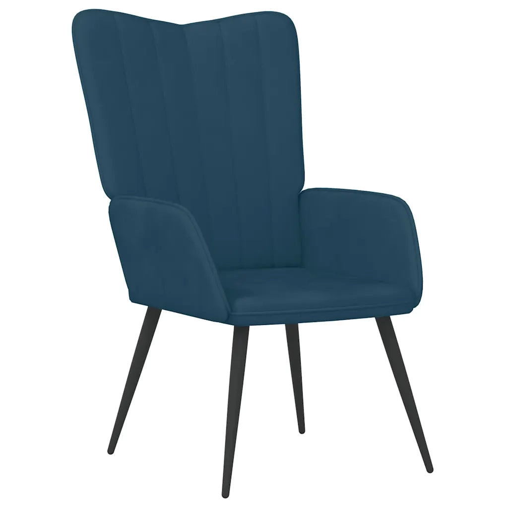 Poltrona Relax | Sedia Relax con Sgabello Blu in Velluto