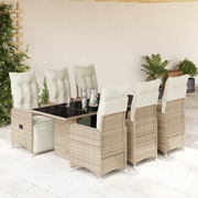 Set BistrÃ² da Giardino 7 pz con Cuscini in Polyrattan Marrone