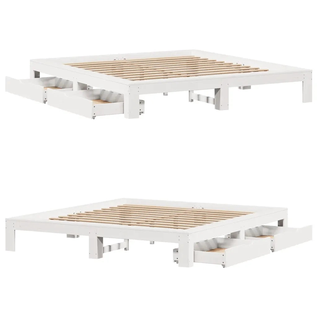 Letto matrimoniale | Letto per adulti | Giroletto senza Materasso Bianco 180x200 cm Legno Massello Pino