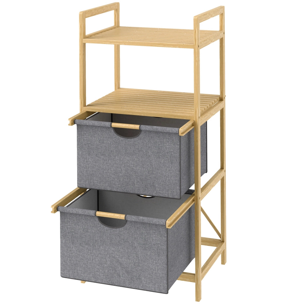 Cestino per il bucato in bamb¨´ con 2 cesti in tessuto ¨C Minimal ¨C naturale