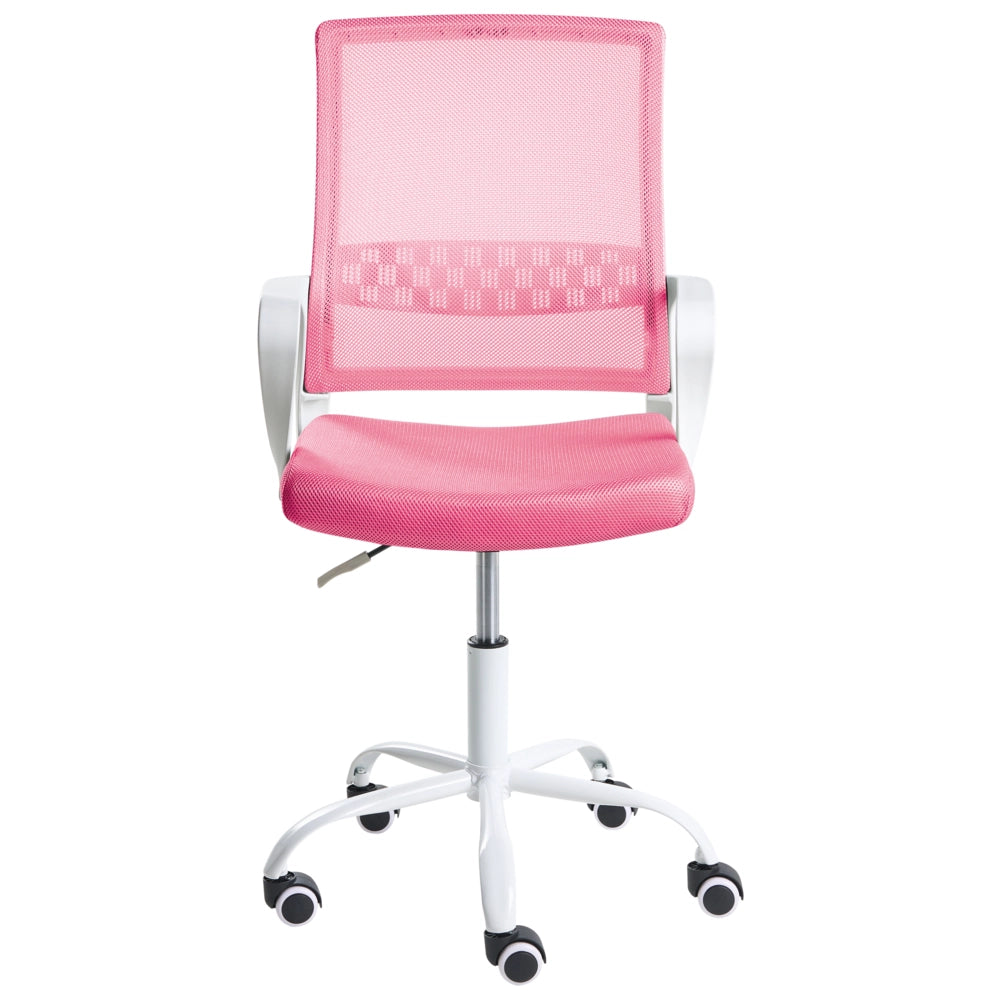 Sedia da ufficio in tessuto a rete rosa imbottitura regolabile in altezza girevole da scrivania per computer per ufficio domestico
