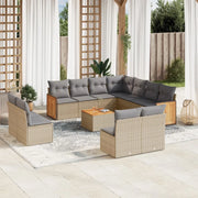 Set Divani da Giardino 12 pz con Cuscini Beige in Polyrattan