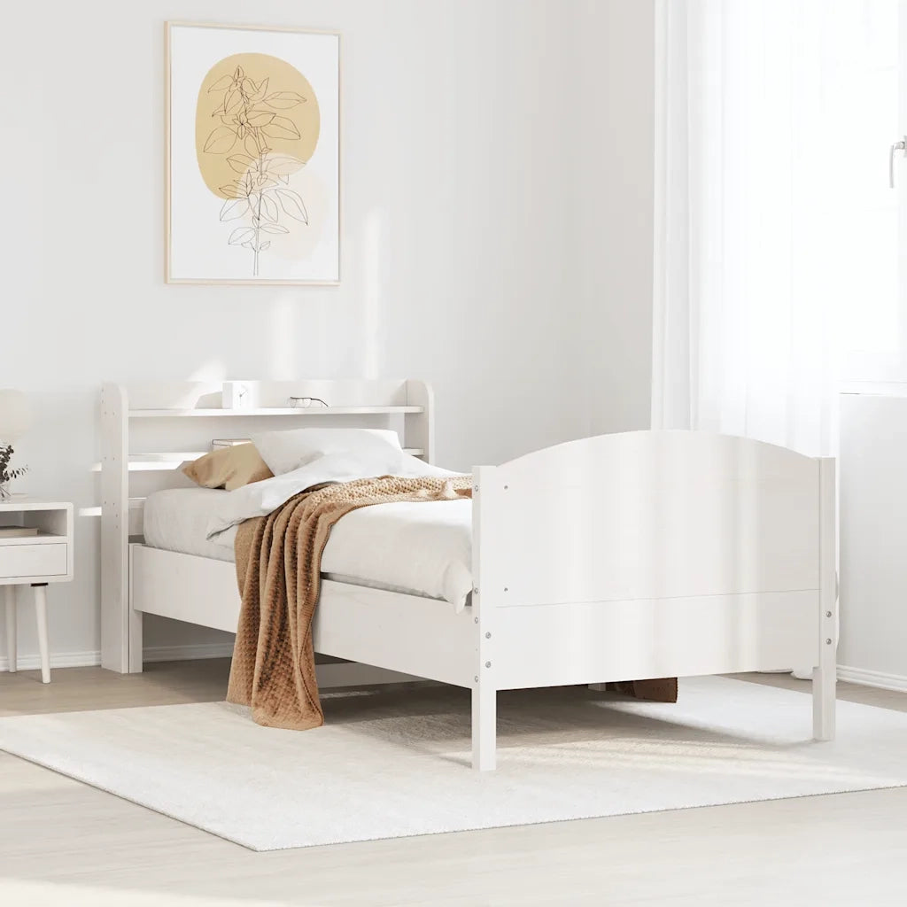 Letto senza Materasso Bianco 75x190 in Legno Massello di Pino 3306991