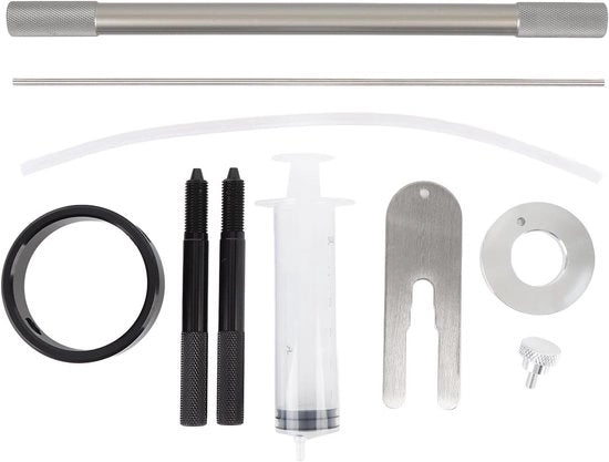 Kit di manutenzione forcella 3 pezzi - Olio per forcella livello strumento - Compressore per forcella - Spatola di smorzamento scarico - Adatto per motocicli - Set di manutenzione professionale - Kit di manutenzione forcella