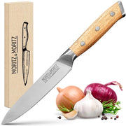 Coltello da cucina 13 cm - Manico ergonomico in legno di acacia - Coltello affilato per carne/verdure - Acciaio tedesco - Coltello da cucina professionale - Coltello da cucina da forno