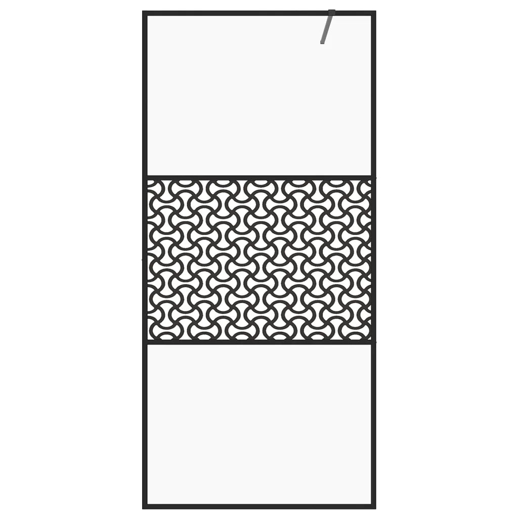 Parete per Doccia Walk-in Vetro Trasparente ESG 100x195cm Nera 151030