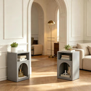 Set di 2 comodini con 2 vani aperti in MDF grigio; 40 x 30 x 60 cm