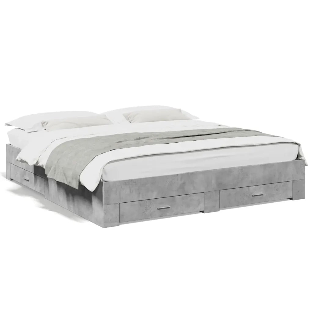Giroletto Cassetti Grigio Cemento 180x200 cm Legno Multistrato 3280366