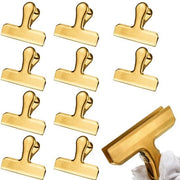 10 Clip per documenti in acciaio inox, multifunzionali, adatti per la chiusura e imballaggio di lettere, grande forza di ritorno - Oro