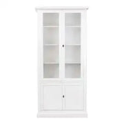 Vetrina cristalliera in legno Shabby chic bianca