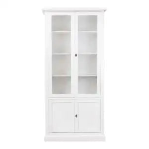 Vetrina cristalliera in legno Shabby chic bianca