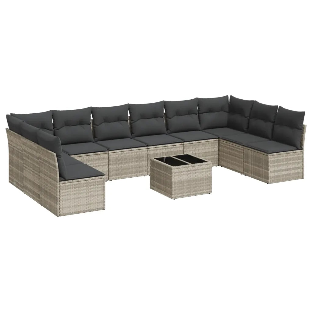 Set Divani da Giardino 11 pz con Cuscini in Polyrattan Grigio 3218102