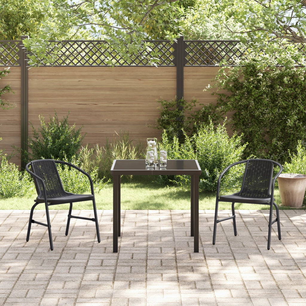 Set da pranzo da giardino 3 pezzi Rattan plastico nero