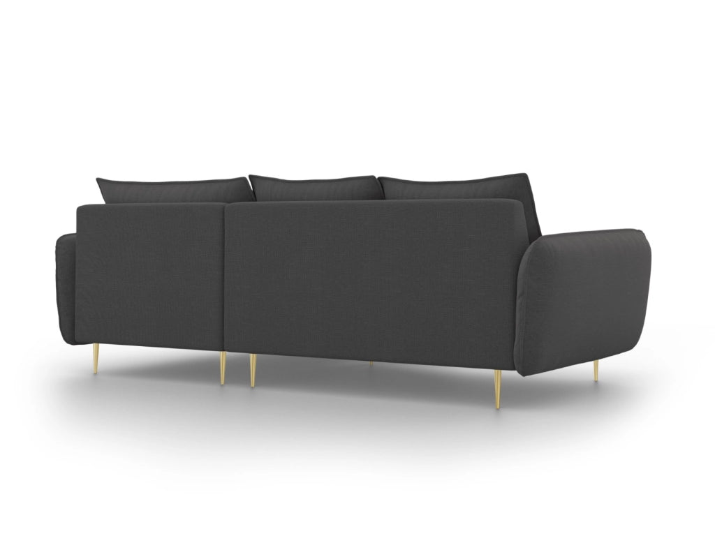 Cosmopolitan Design - Divano angolare destro "Vienna" 5 posti in tessuto strutturato grigio scuro 