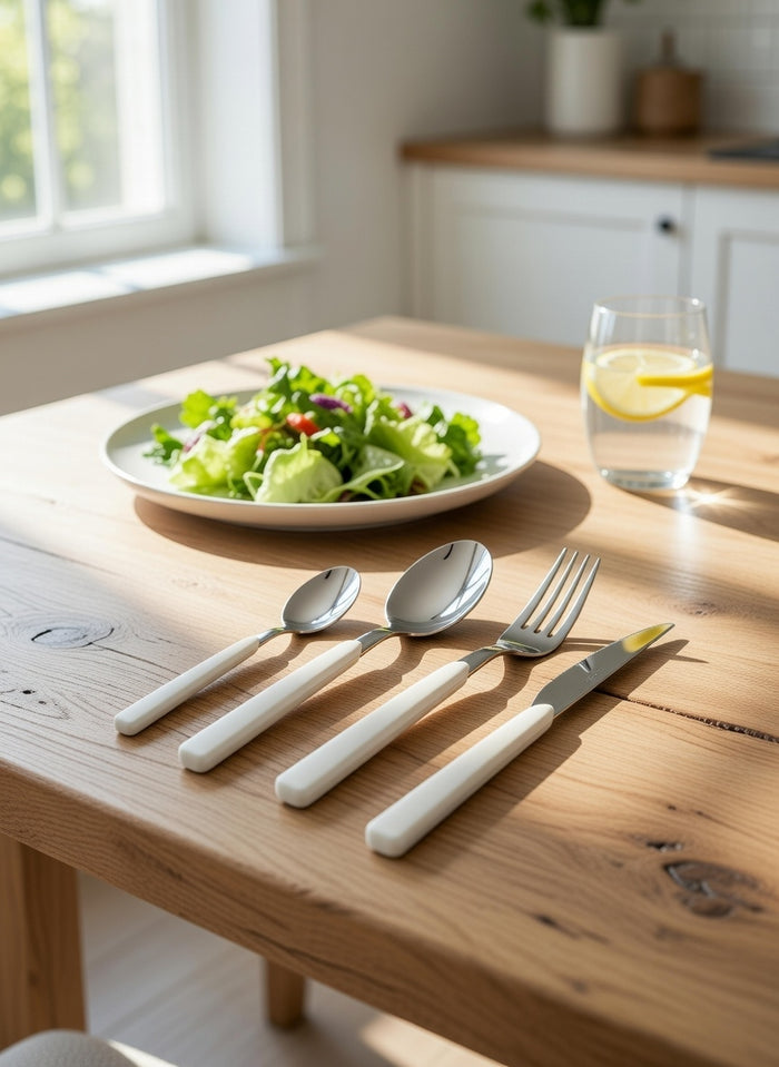 Servizio Set di Posate 24 Pezzi in Acciaio Eme Fast Avorio 18