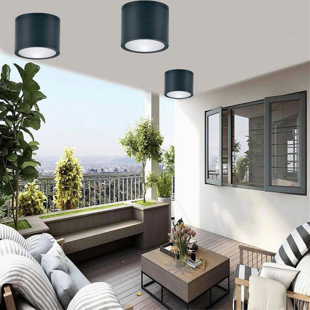 Trade Shop - Applique Da Soffitto A Cilindro Esterno Moderno Lampada Plafoniera Gu10 Ip54 H94 - Nero