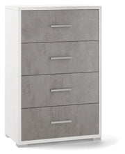 Cassettiera con 4 Cassetti 71x110x41 cm Ossido Bianco/Cemento