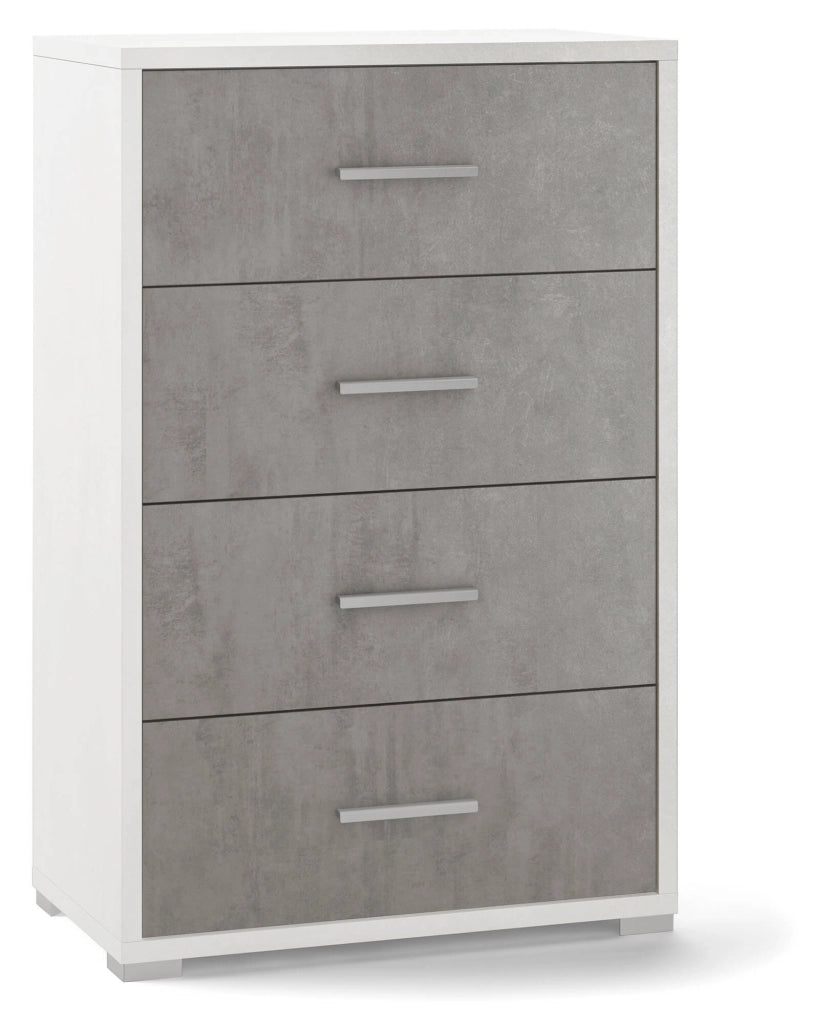 Cassettiera con 4 Cassetti 71x110x41 cm Ossido Bianco/Cemento