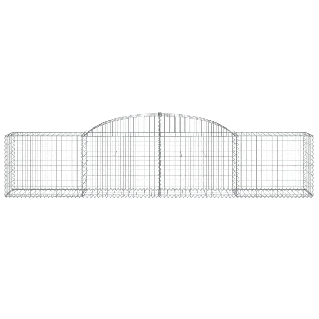 Cestini gabbioni recinzione a gabbia muro di contenimento ad arco 30 pezzi 300 x 50 x 60/80 cm ferro zincato argento 02_0040846