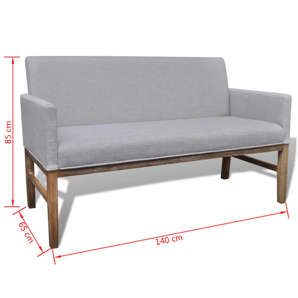Divano con cuscino imbottito 140 x 65 x 85 cm tessuto rubberwood grigio chiaro 02_0020274