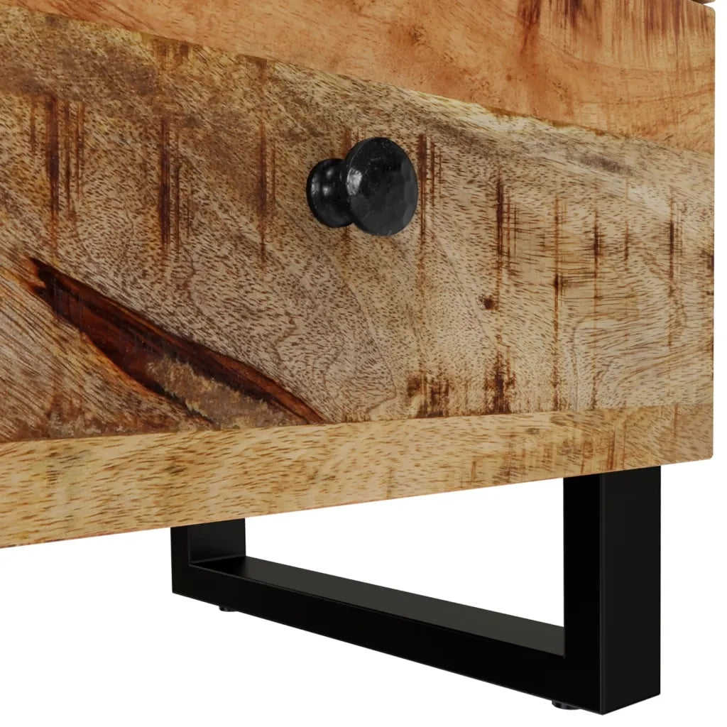 Set di 2 Comodini | Armadio da Notte | Mobiletto da notte 40x33x46 cm in Legno Massello di Mango