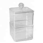 Trade Shop - Contenitore Trasparente Porta Ovatta Cotton Fioc 2 Piani Organizer Bagno 10242 -