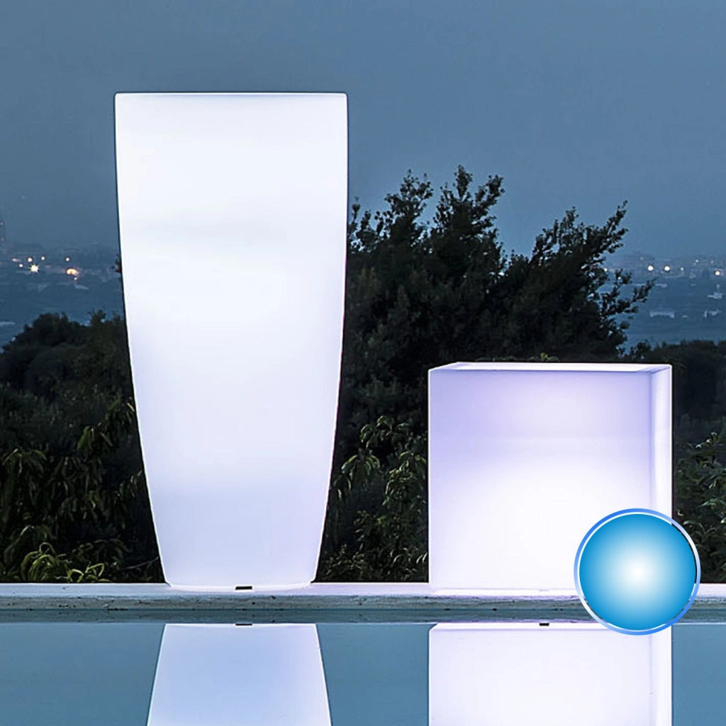 Vaso Agave Tondo Con Luce Azzurra H70 Ø 33Cm