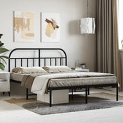 Giroletto con Testiera-Struttura Letto con testiera in Metallo Nero 140x190 cm 592354
