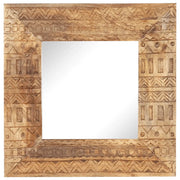 Specchio Intagliato a Mano Bianco 50x50x2,5cm in Legno di Mango 321647