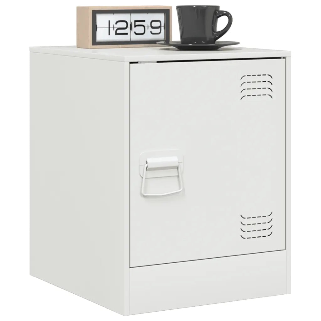 Comodini 2 pz-Set di 2 Tavolino da notte Bianchi 34,5x39x44 cm in Acciaio 503940