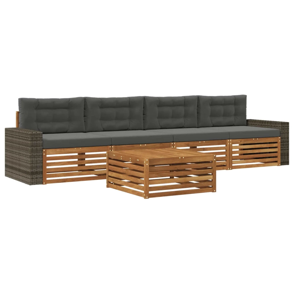 Set di divani da esterno 5 pz Naturale e Antracite 3383010
