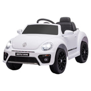 Macchina elettrica per bambini, modello Maggiolino VW, velocit¨¤ 3-5 km/h, con telecomando e musica, colore bianco.