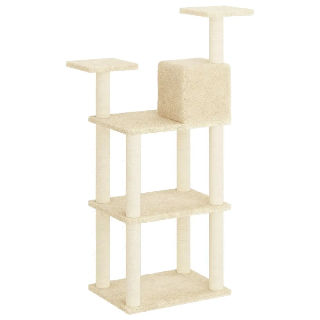 Albero per Gatti con Tiragraffi in Sisal Crema 118,5 cm 171427