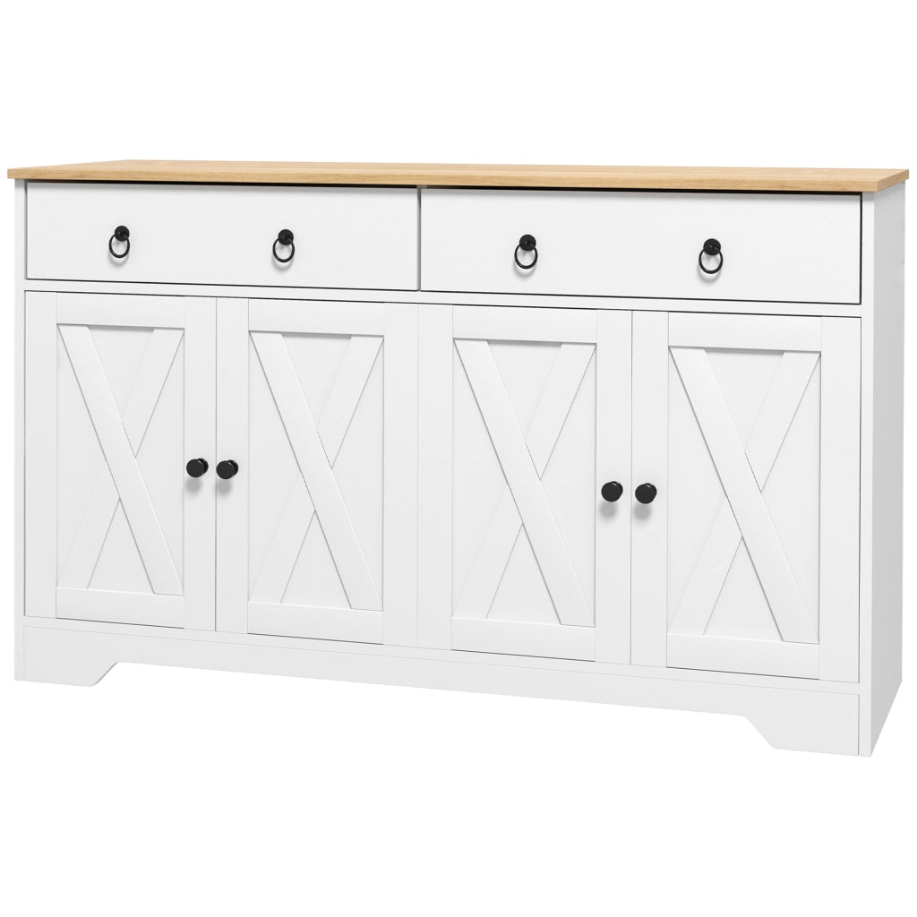 Credenza con 2 cassetti e 2 ante ¨C Xylo ¨C stile country bianco con ripiani regolabili